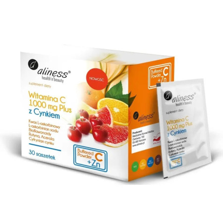 Aliness Witamina C 1000 mg z CYNKIEM PLUS bioflaw, rutyna, acer. x 30 sasz.