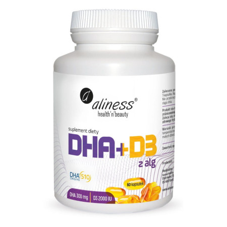 Aliness Omega DHA 300 mg z alg + D3 2000IU x 60 kaps.