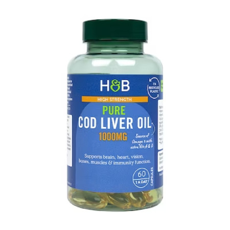 Holland & Barrett Pure Cod Liver Oil 1000mg 60 softgels