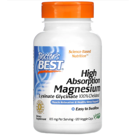 Doctor's Best High Absorption Magnesium Lysinate Glycinate 120 vege kaps.