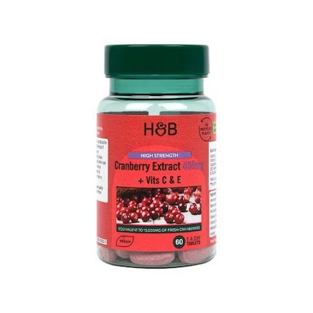 Holland & Barrett High Strength Cranberry Extract 400mg 60 tabl. + Vits C & E