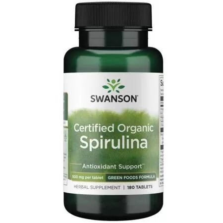 Swanson Certyfikowana Organiczna Spirulina 500 mg 180 tabl.