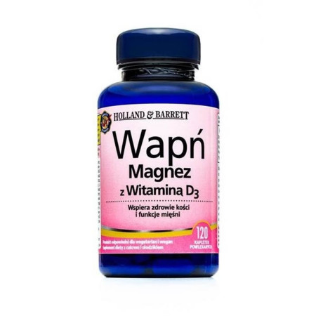 Holland & Barrett Wapń i Magnez 600mg z Witaminą D3 120 tabl.