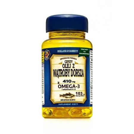 Holland & Barrett Olej z Wątroby Dorsza  410mg 60 kaps.