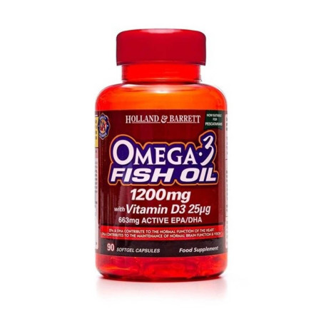 Holland & Barrett Kwas Omega-3 1200 mg z Witaminą D3  90 kaps.