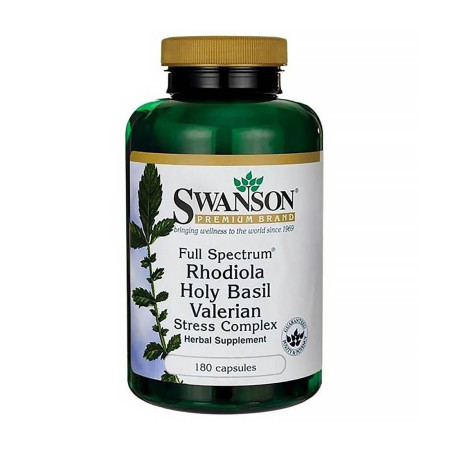 Swanson Stress Complex Rhodiola Holy Basil Valerian 180 kaps.