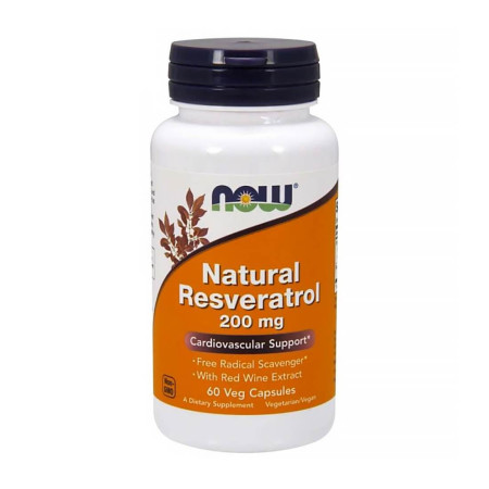 Now Natural Resveratrol with Red Wine Extract 200mg 60 vege