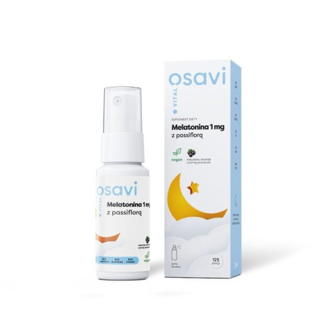 Osavi Melatonina z Passiflorą Spray Doustny, 1mg (Czarna