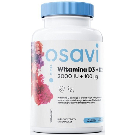 Osavi Witamina D3 + K2, 2000IU 120 softgels