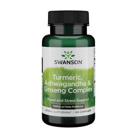 Swanson Turmeric, Ashwagandha Ginseng complex 60 kaps.