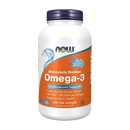 Now Omega-3 Molecularly Distilled 200 fish softgels