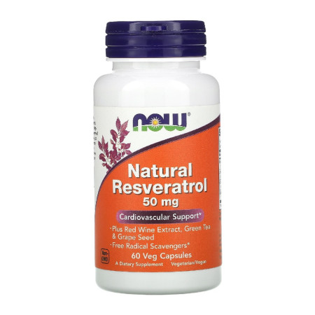 Now Natural Resveratrol with Red Wine Extract 50mg 60 vege kaps.