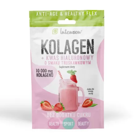 Intenson Kolagen + Kwas Hialuronowy + Witamina C 10.8g Truskawka