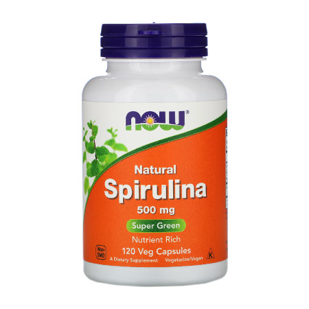 Now Spirulina Natural 500mg 120 vege kaps.