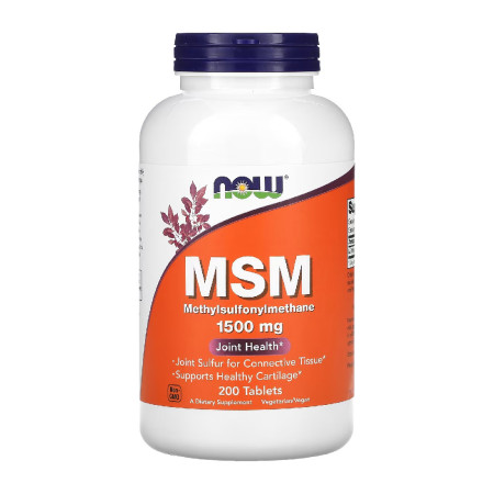 Now MSM Methylsulphonylmethane 1500mg 200 tabl.