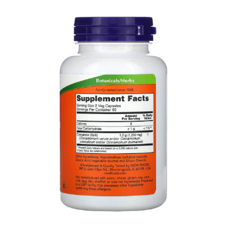 Now Cinnamon Bark 600mg 120 kaps.