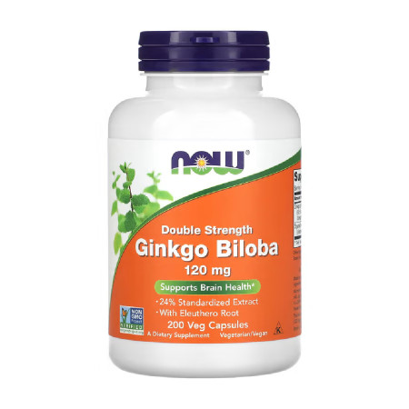 Now Ginkgo Biloba Double Strength 120mg 200 vege kaps.