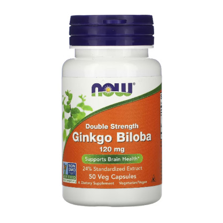 Now Ginkgo Biloba Double Strength 120mg 50 vege kaps.