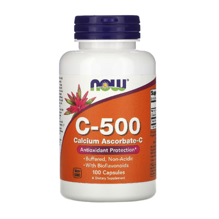 Now Vitamin C-500 Calcium Ascorbate-C 100 kaps.