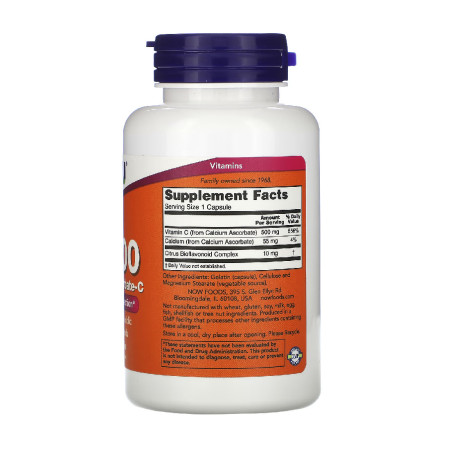 Now Vitamin C-500 Calcium Ascorbate-C 100 kaps.