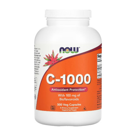 Now Vitamin C-1000 with 100mg Bioflavonoids 500 vege kaps.