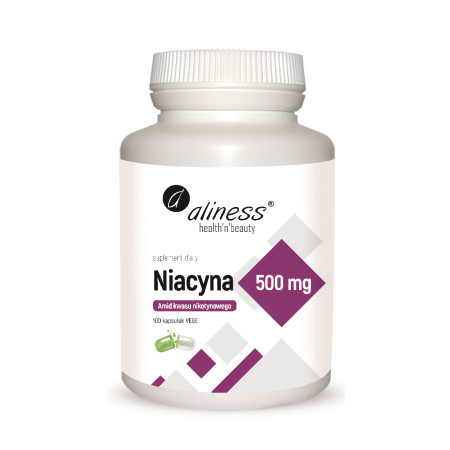 Aliness Niacyna, Amid Kwasu Nikotynowego 500mg VEGE 100 kaps.