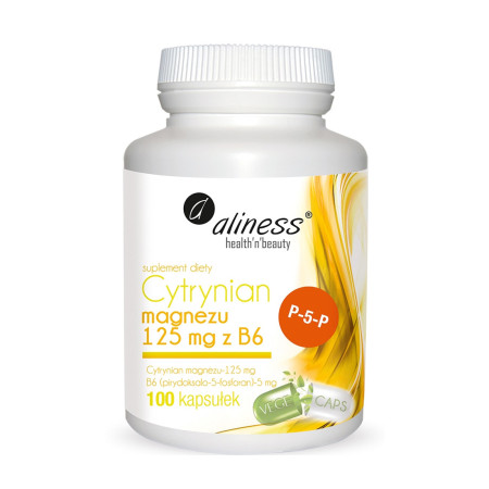 Aliness Cytrynian Magnezu 125mg z B6 (P-5-P) VEGE 100 kaps.