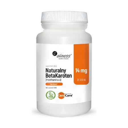 Aliness Naturalny BetaKaroten 14mg (ProWitamina A) VEGE 100