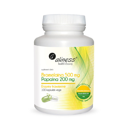 Aliness Bromelaina 500mg/Papaina 200mg VEGE 100 kaps.