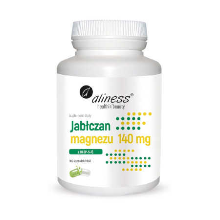 Aliness Jabłczan Magnezu 140mg z B6 (P-5-P) VEGE 100 kaps.