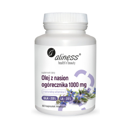 Aliness Olej z Nasion Ogórecznika 20% / 35% 1000mg 60 kaps.