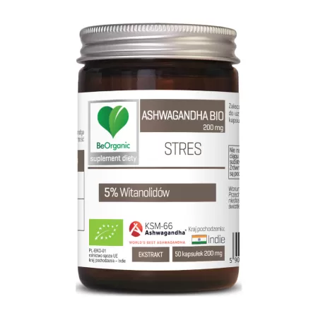 BeOrganic Ashwagandha KSM-66 5% BIO 200mg 50 kaps.