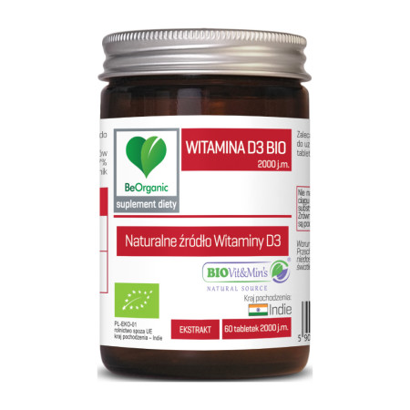 BeOrganic Witamina D3 BIO 2000j.m. 60 tabl.