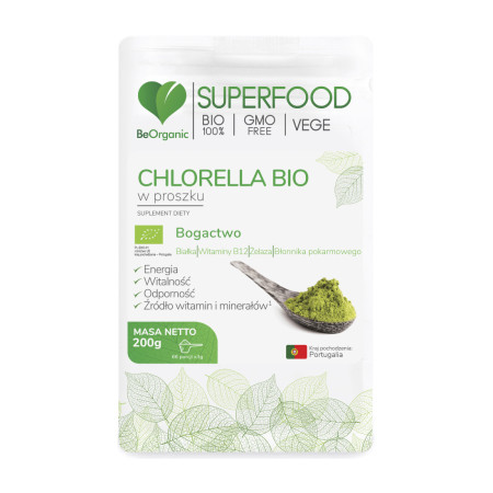 BeOrganic Chlorella BIO w Proszku 200g