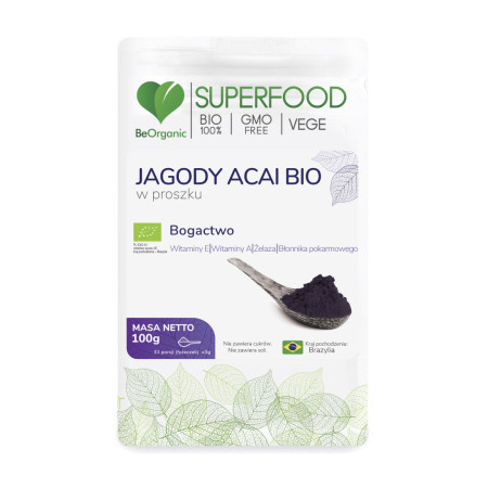 BeOrganic Jagody Acai BIO w Proszku 100g