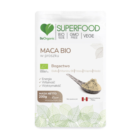 BeOrganic Maca BIO w Proszku 200g