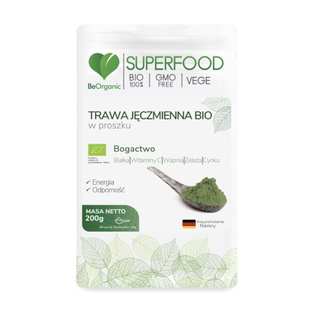 BeOrganic Trawa Jęczmienna BIO w Proszku 200g