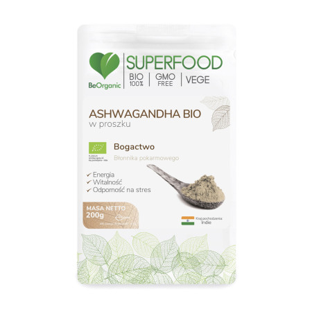 BeOrganic Ashwagandha BIO w Proszku 200g