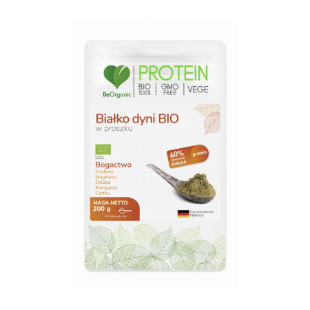 BeOrganic Białko Dyni BIO w Proszku 60% Białka 200g