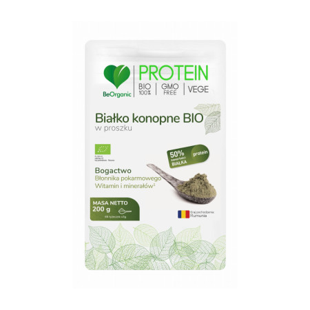 BeOrganic Białko Konopne BIO w Proszku 48% Białka 200g