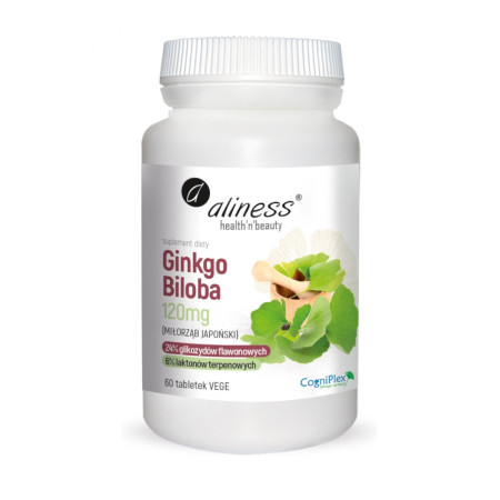 Aliness Ginkgo Biloba (Miłorząb Japoński) 120mg VEGE 60 tabl.