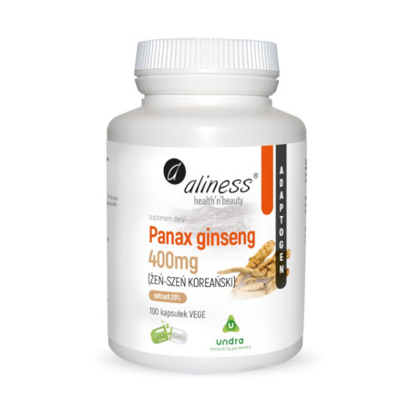 Aliness Panax Ginseng (ŻEŃ-SZEŃ KOREAŃSKI) 20% 400mg 100 vege