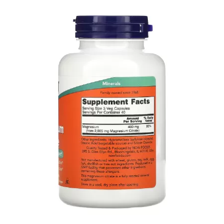 Now Magnesium Citrate 120 vege kaps.